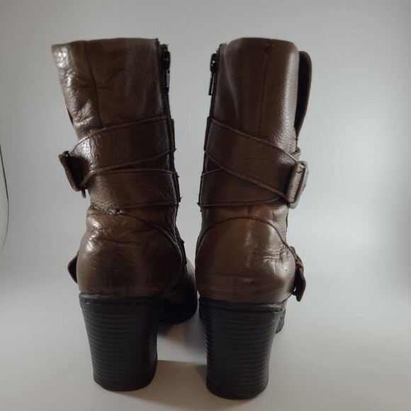 BOC Josephine Boot Lug Sole Buckle Strap Heeled Leather Brown Women's sz 8 Eu39 - Picture 5 of 12